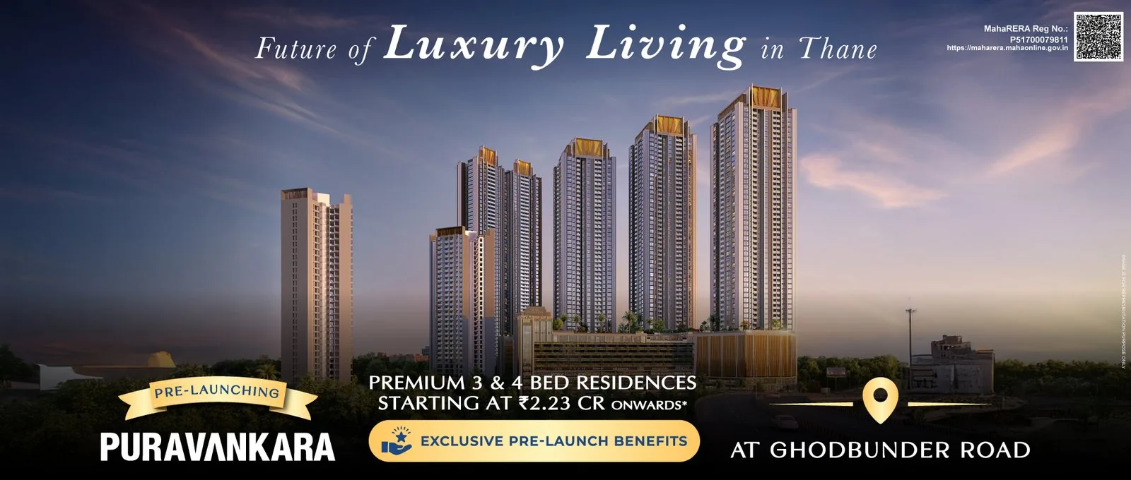 Viewmont by Purva Panorama Ghodbunder Road, Thane. - 2, 3 & 4 BHK Apartments in Ghodbunder Road, Thane.